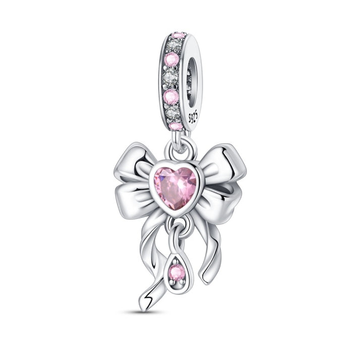 Charm Moño y Corazón Rosa