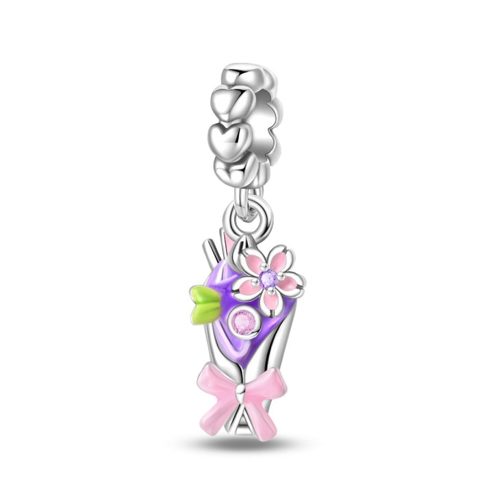 Charm Ramo de Flor Rosa