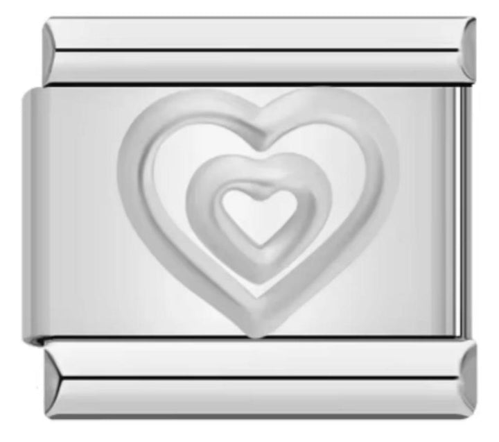 Charm Italiano Doble Corazon Plateado