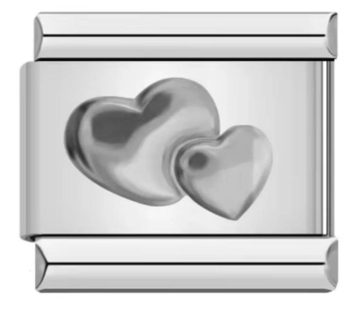 Charm Italiano Duo De Corazones Plateado