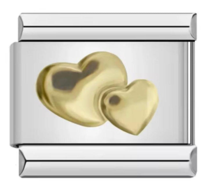 Charm Italiano Duo de Corazones Dorados