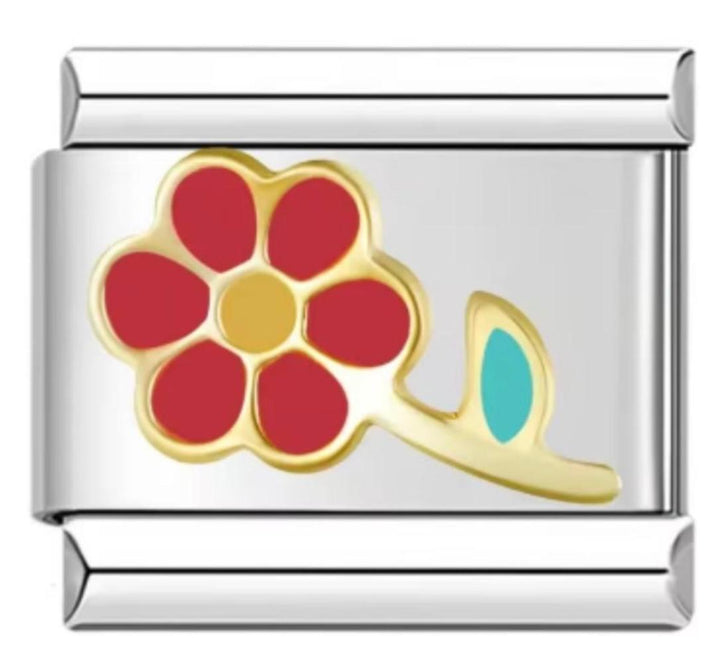 Charm Italiano Flor Roja & Dorado