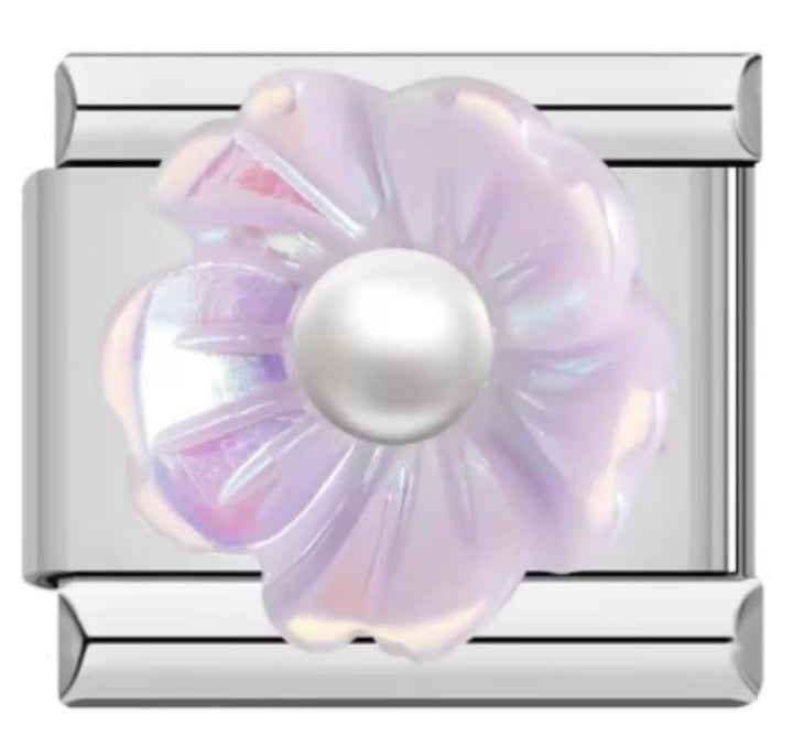 Charm Italiano Flor Morada Con Perla
