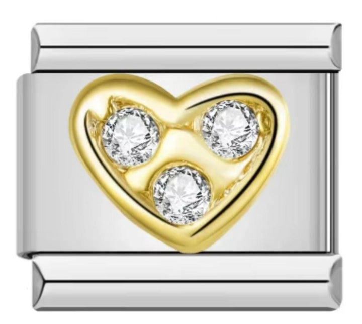 Charm Italiano Corazón & Piedras Plateadas