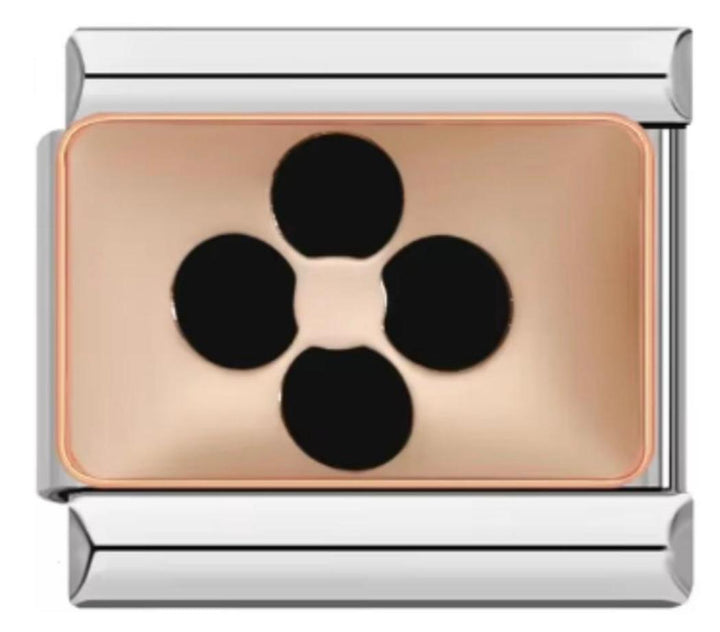 Charm Italiano Flor Negra Fondo Dorado