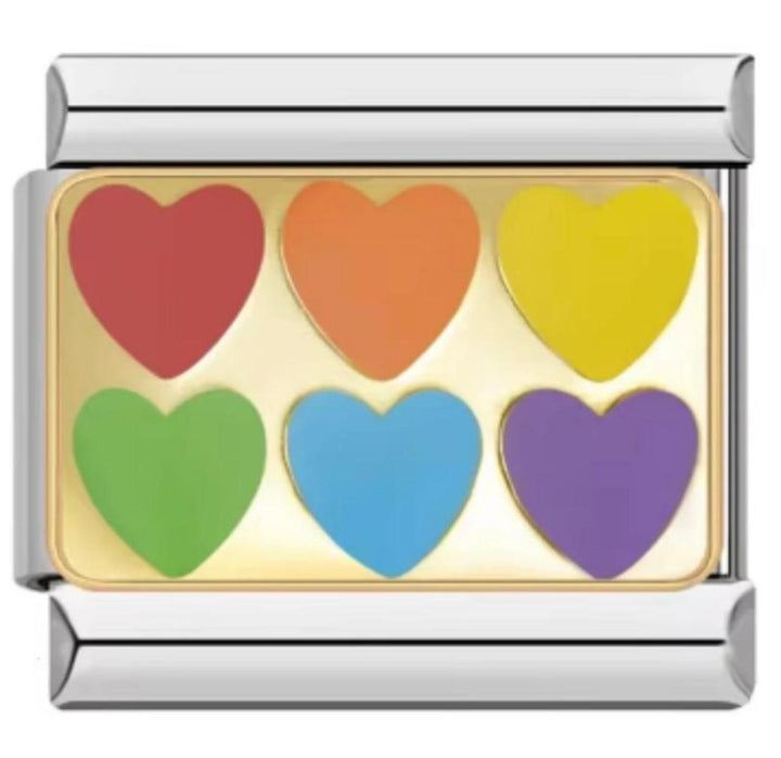 Charm Italianos Corazones Multicolor