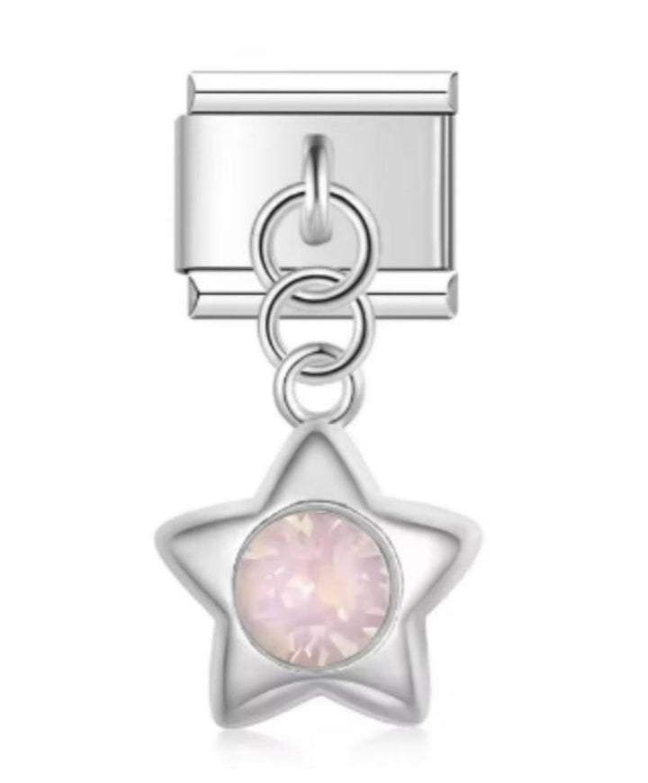 Charm Italiano Estrella Plateada Rosa