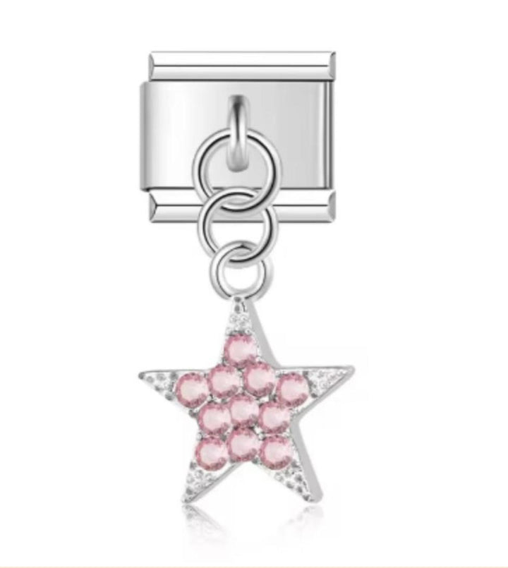 Charm Italiano Estrella Diamantada Rosa