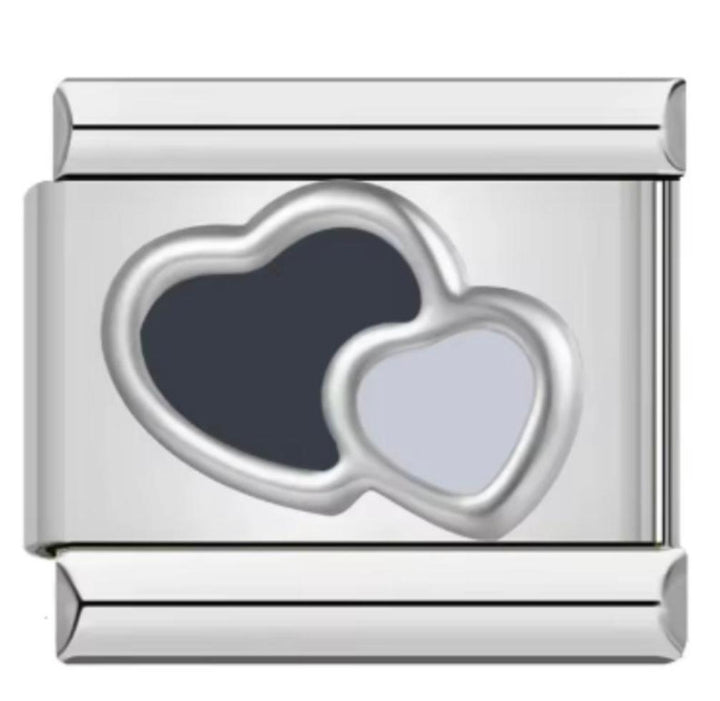 Charm Italiano Corazon Negro & Blanco