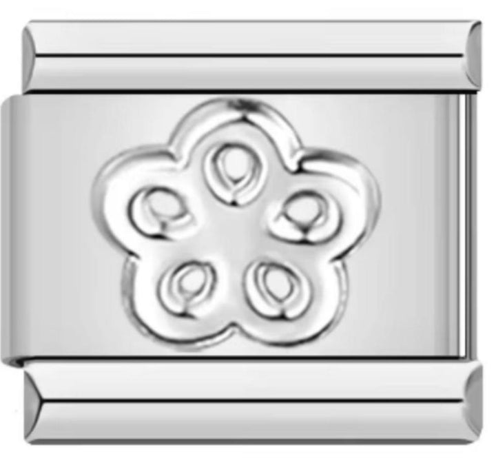 Charm Italiano Flor Borde Plateado