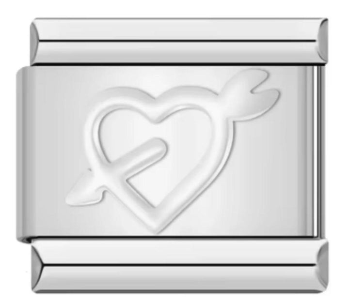 Charm Italiano Corazon Flechado Plateado