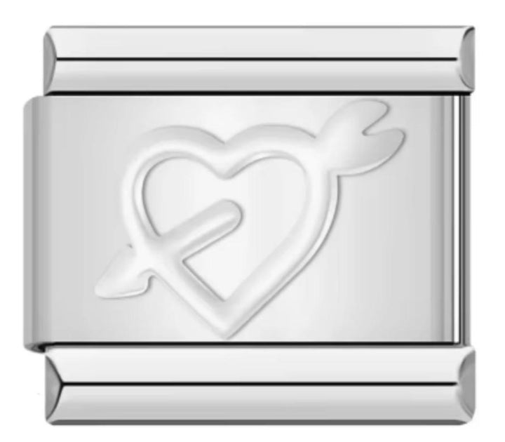 Charm Italiano Corazon Flechado Plateado
