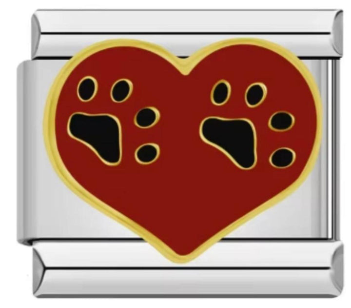 Charm Italiano Corazon Huellas De Perro