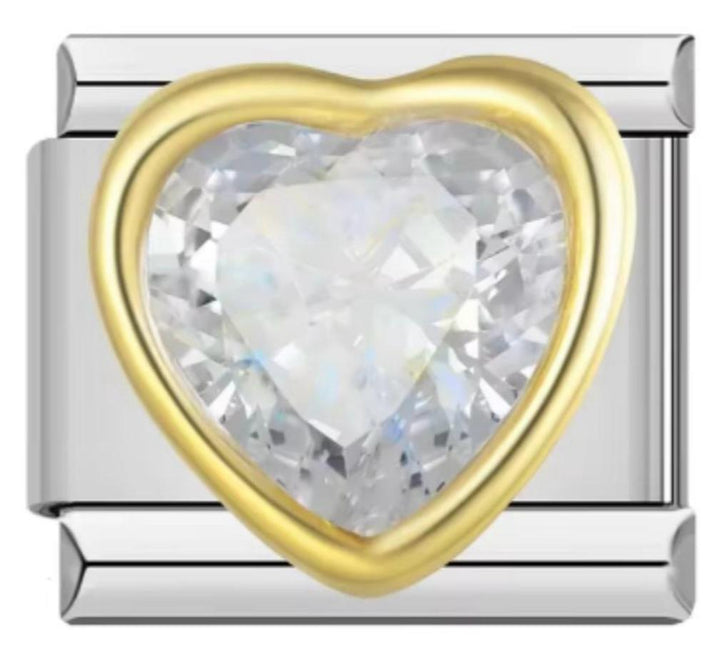 Charm Italiano Piedra Corazón Plateado
