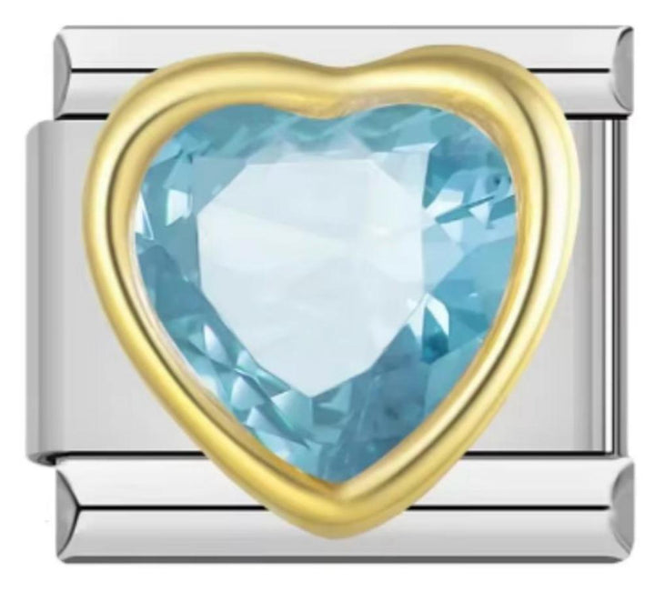 Charm Italiano Piedra Corazón Azul