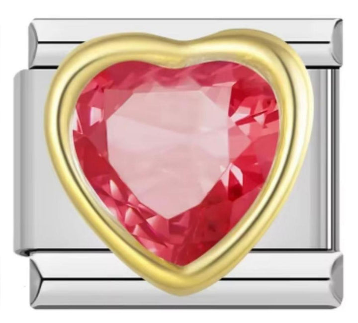 Charm Italiano Piedra Corazón Rojo