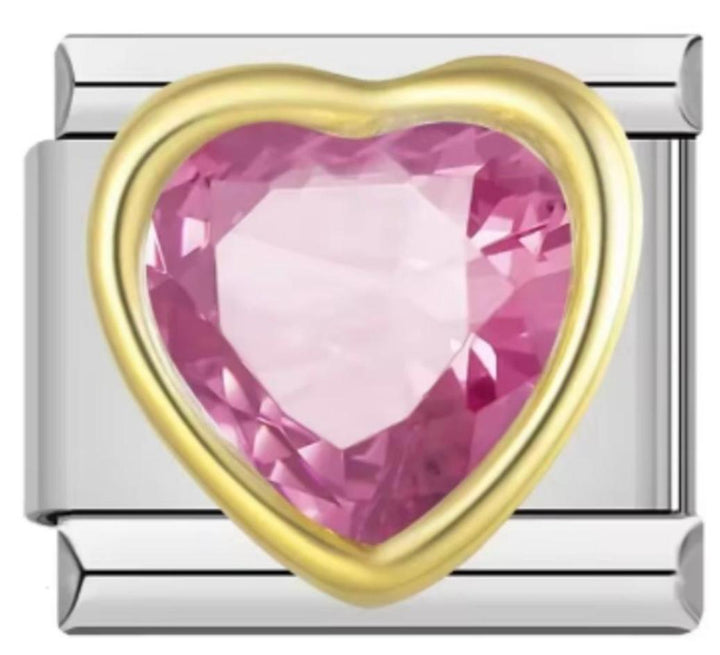 Charm Italiano Piedra Corazón Rosa