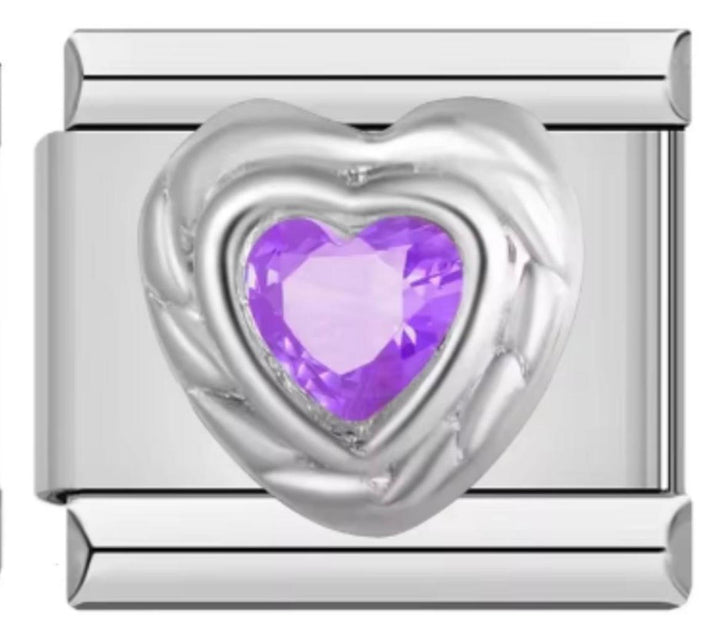 Charm Italiano Piedra Corazón Morado