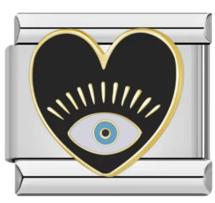 Charm Italiano Ojo De Horus Corazon Negro