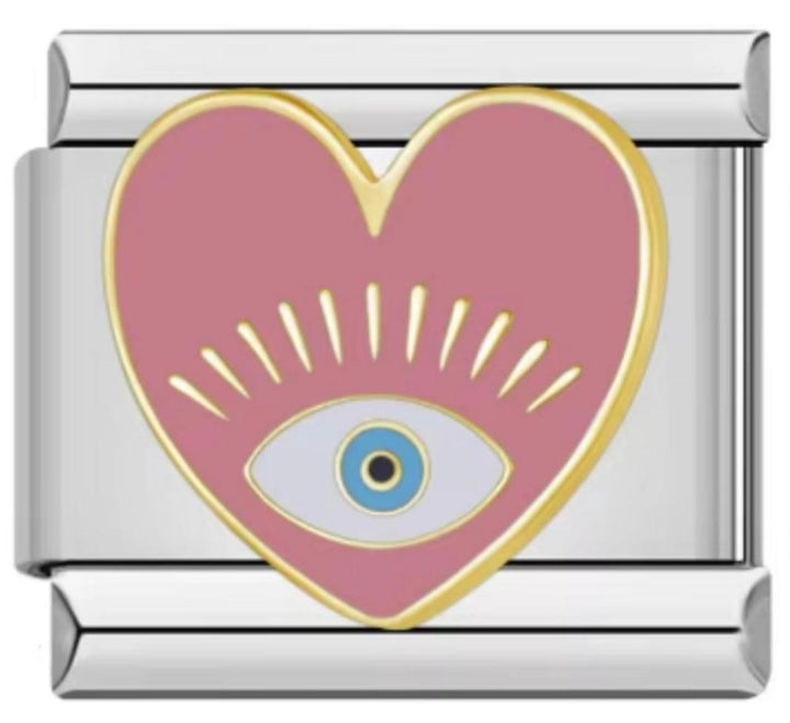Charm Italiano Ojo de Horus Corazón Rosa