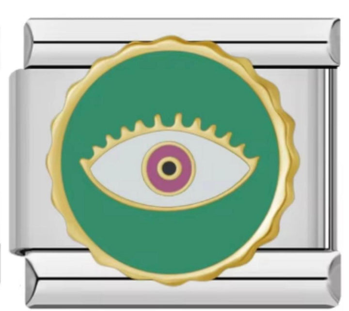 Charm Italiano Ojo de Horus Circular Verde