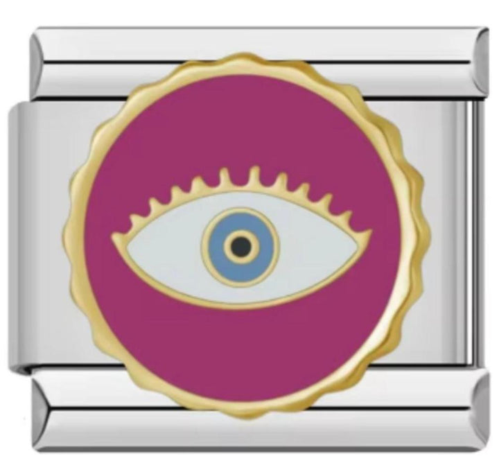 Charm Italiano Ojo De Horus Circular Rosa