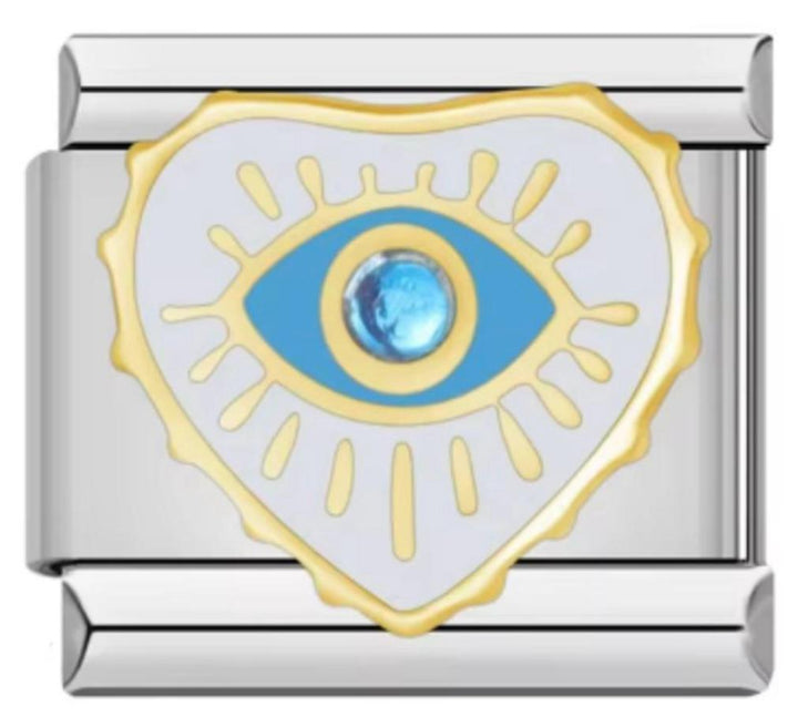 Charm Italiano Ojo de Horus Corazón Blanco