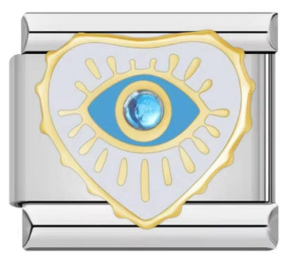 Charm Italiano Ojo de Horus Corazón Blanco