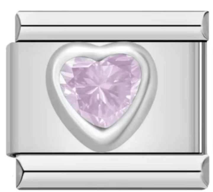 Charm Italiano Piedra Corazón Rosa