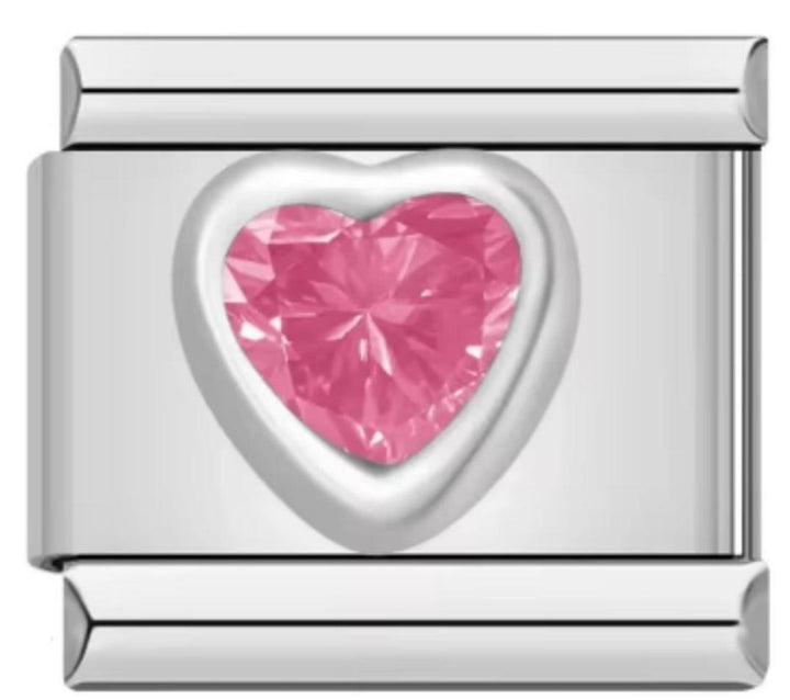 Charm Italiano Piedra Corazón Rosa