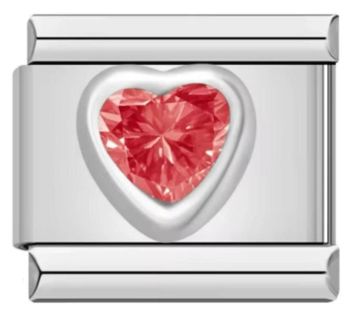 Charm Italiano Piedra Corazon Rojo