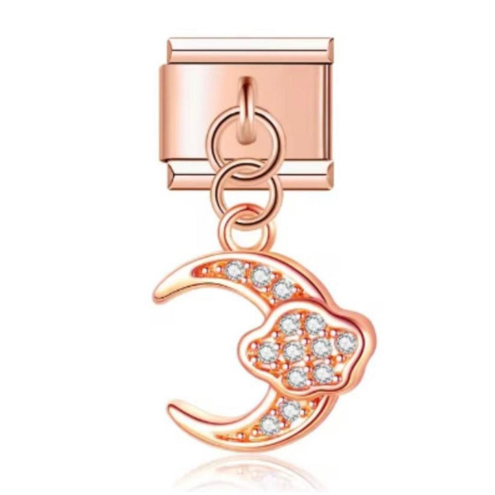 Charm Italiano Luna Colgante Rosa