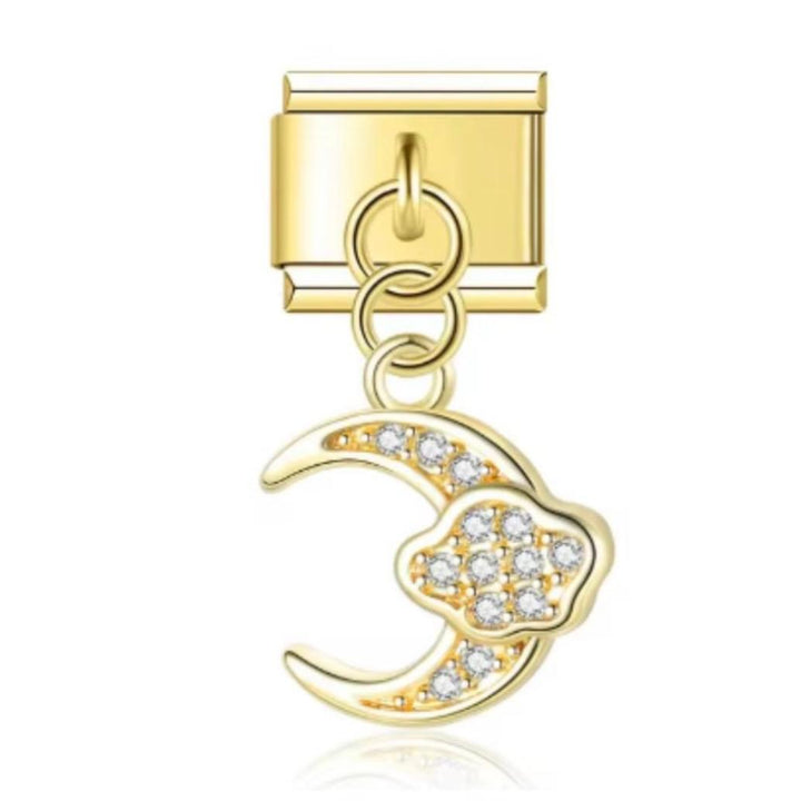 Charm Italiano Luna Colgante Dorada