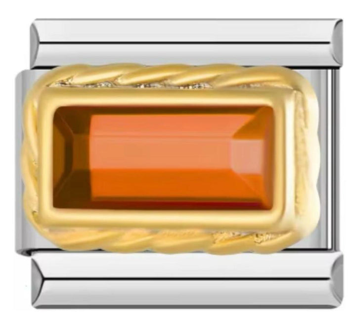 Charm Italiano Piedra Naranja Rectangular