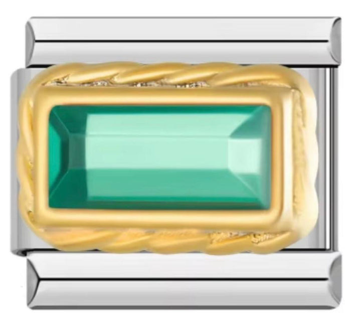 Charm Italiano Piedra Verde Rectangular