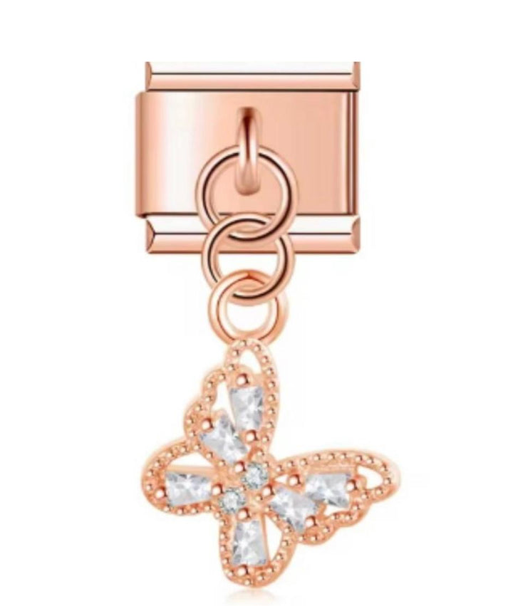 Charm Italiano Mariposa Colgante Rosa