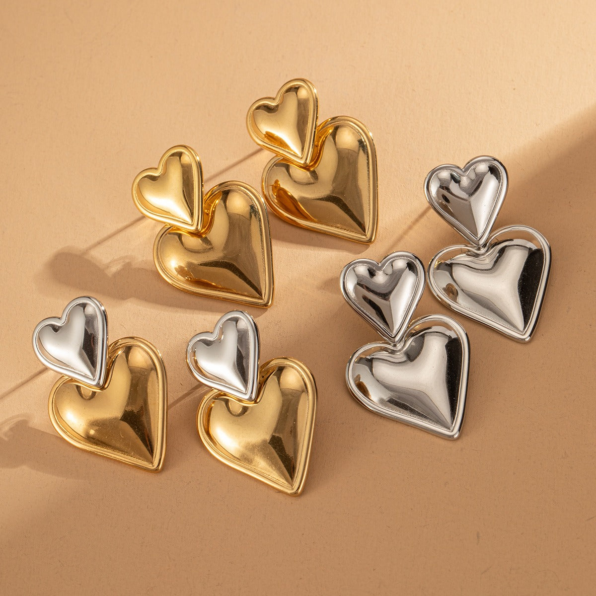 Aretes Doble Corazon