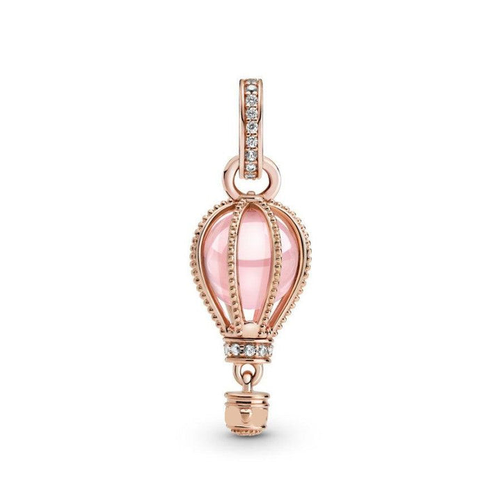 Charm Globo Aerostático Dorado Rosa