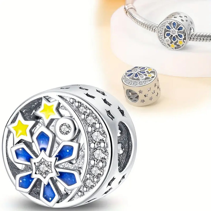 Charm Abalorio Luna y Estrellas Brillante