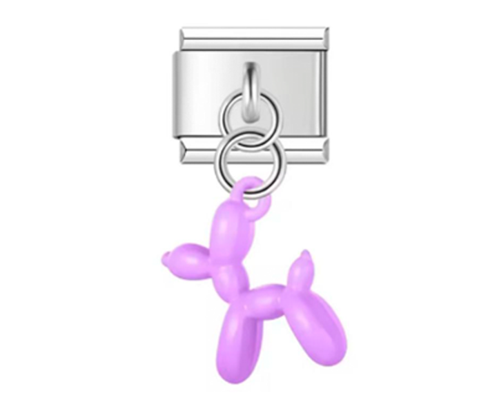 Charm Italiano Globo de Perro Fucsia