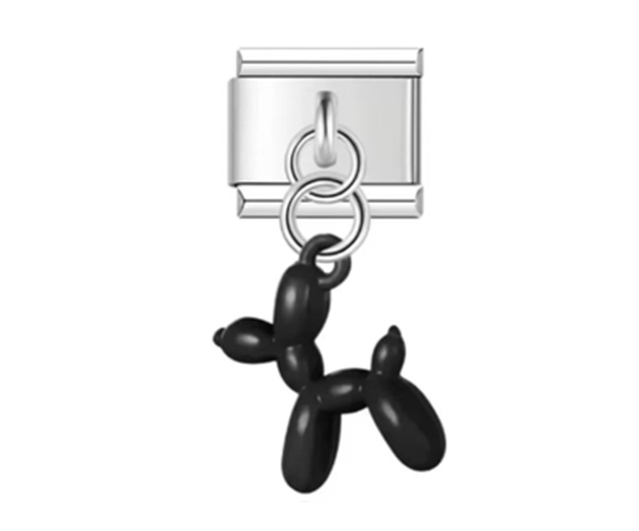 Charm Italiano Globo de Perro Negro