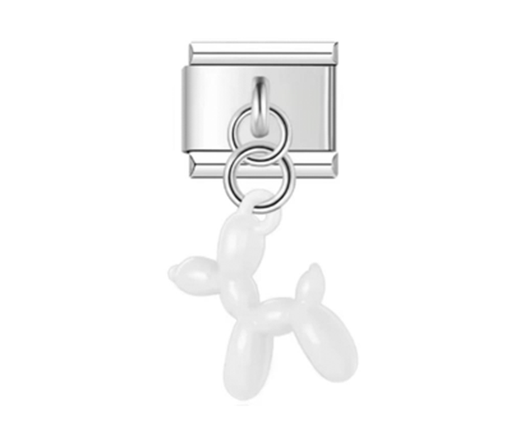 Charm Italiano Globo de Perro Blanco