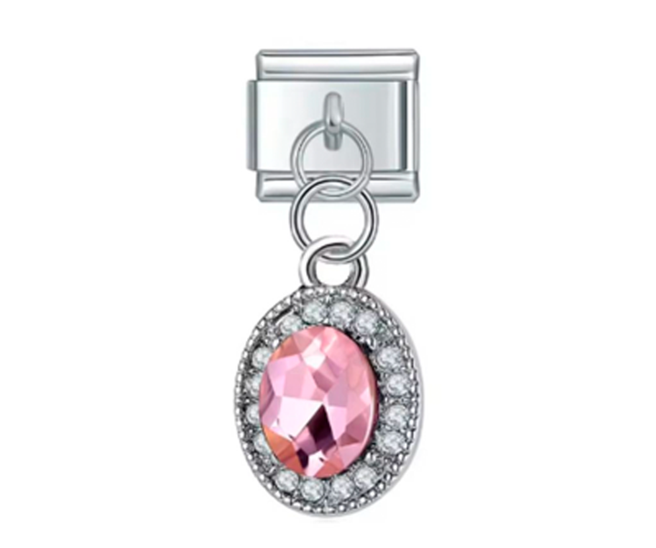 Charm Italiano Diamantado Rosa