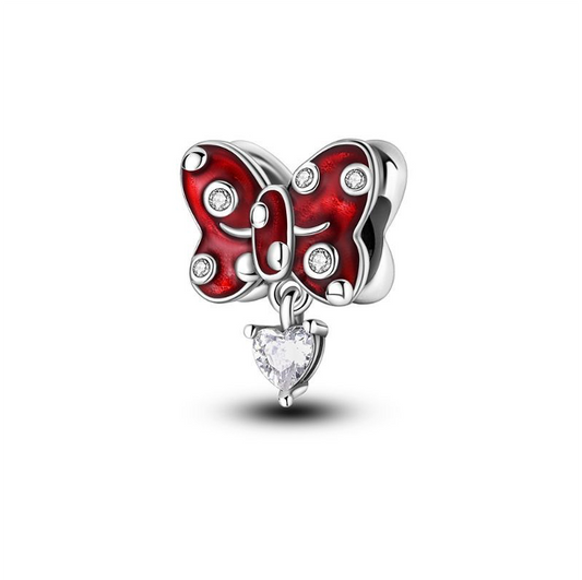 Charm Mariposa Roja y Corazón
