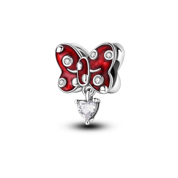 Charm Mariposa Roja y Corazón