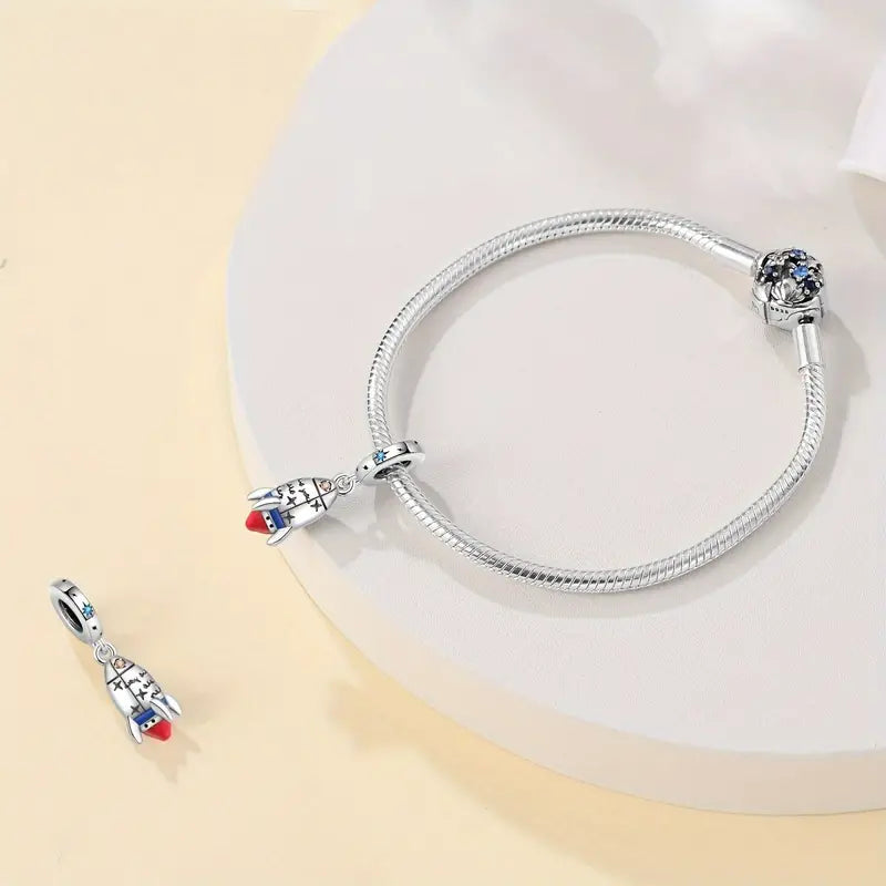 Charm Cohete Espacial Plateado