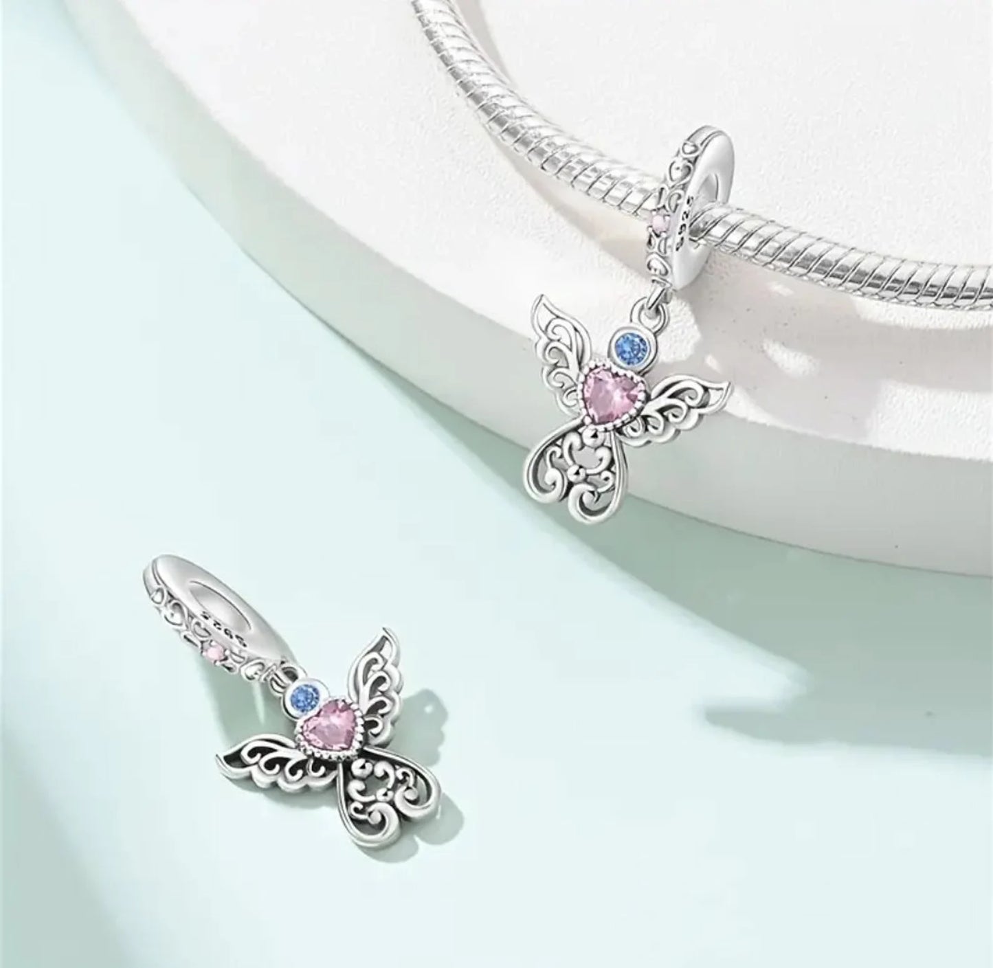Charm Ángel Guardián y Corazón Rosa