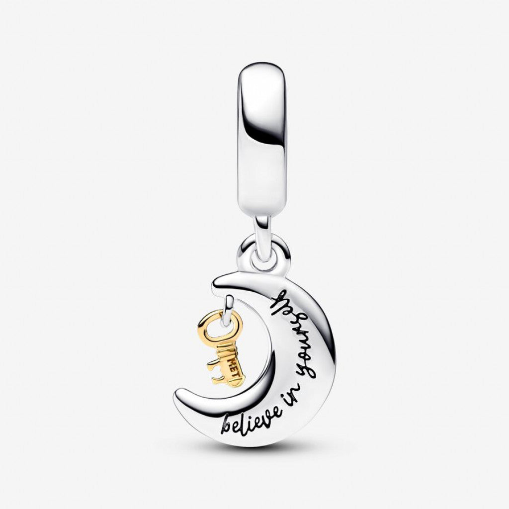 Charm Luna Rosa y Llave Dorada
