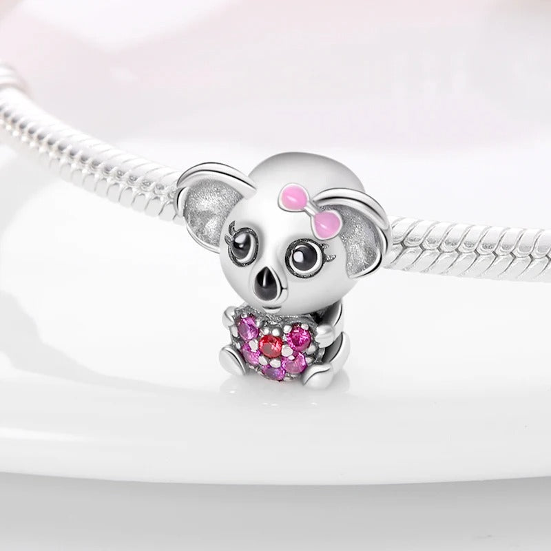 Charm Koala Corazon Rosa Diamantado