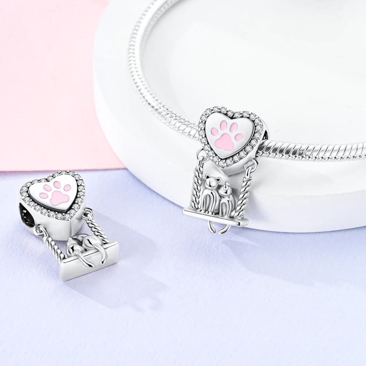 Charm Corazón y Gatitos Enamorados